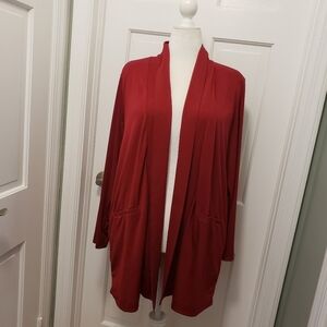 Torrid Burgundy Red Open Front Knit Cardigan Size 3=3X, Versatile, Business Cas.
